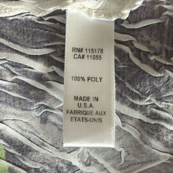 Komarov Signature Crinkle Shiny Dress Butterfly Print Fit & Flare Cap Sleeves L - Picture 15 of 15